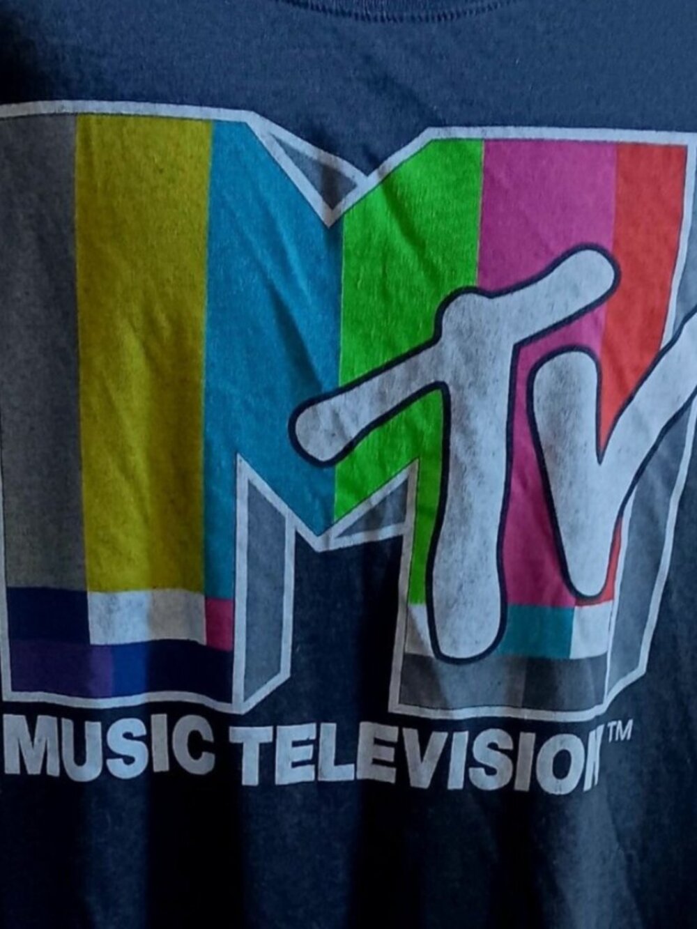 MTV T-shirt Music Television Women's 1X Graphic Tee Black/Gray Cotton Polyester